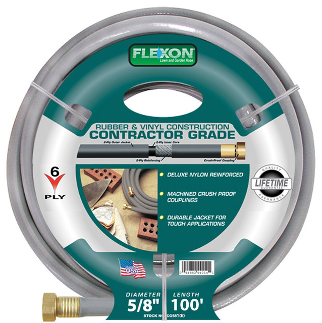 Flexon 5/8in x 100ft Contractor Garden Hose Traditional Garden