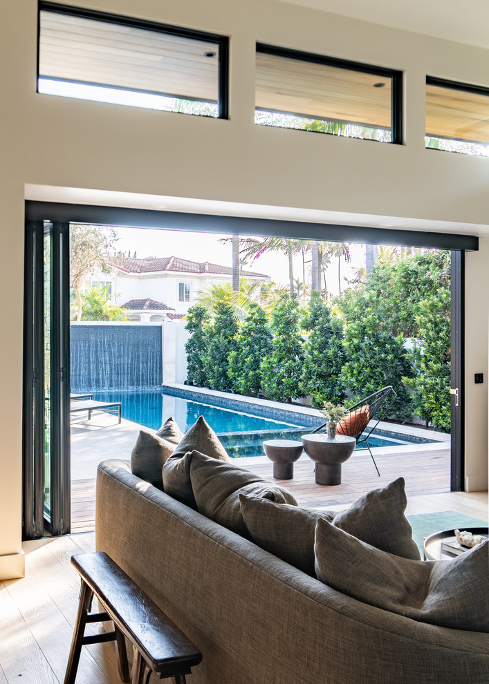 California Modern - Inspiration for a mediterranean home design remodel in Orange County