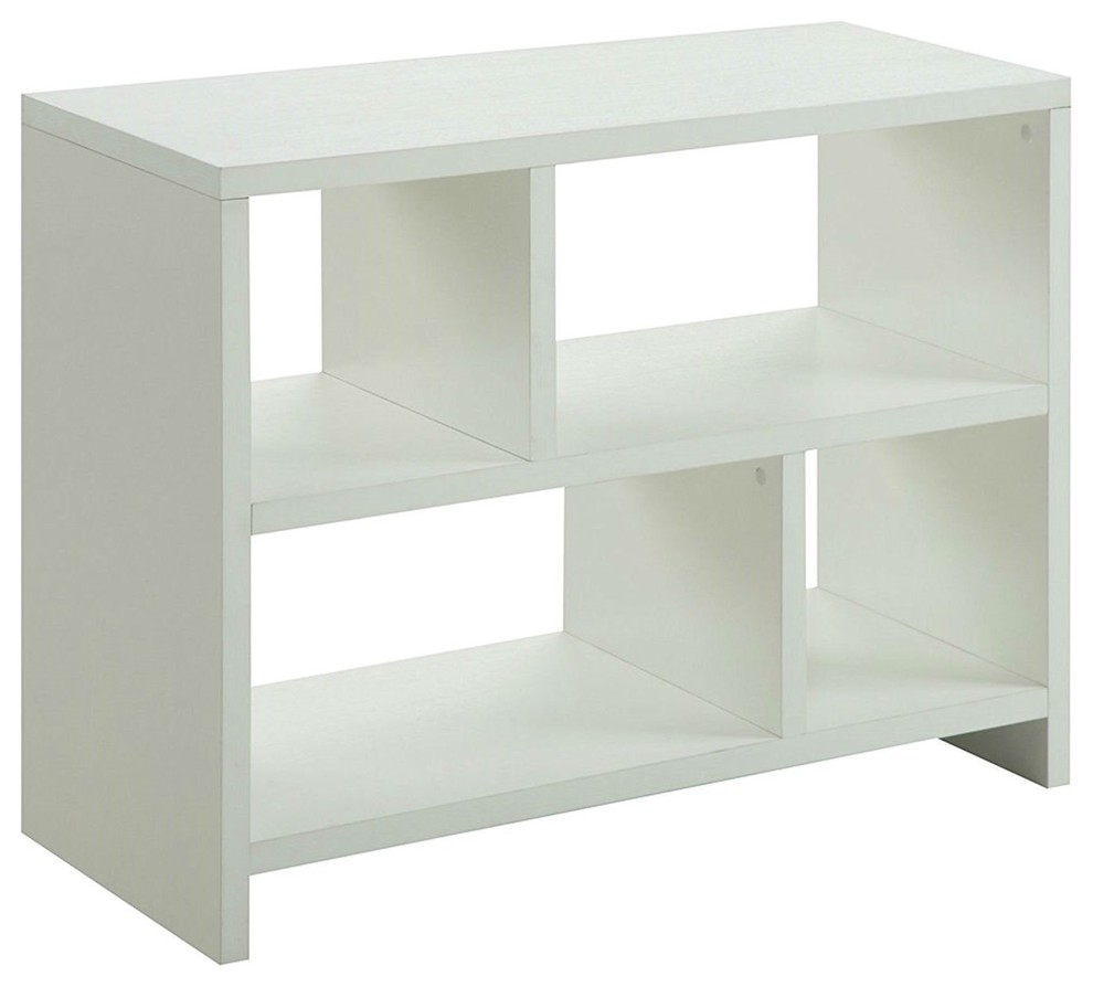 White 2 Shelf Modern Bookcase Console Table Contemporary Bookcases