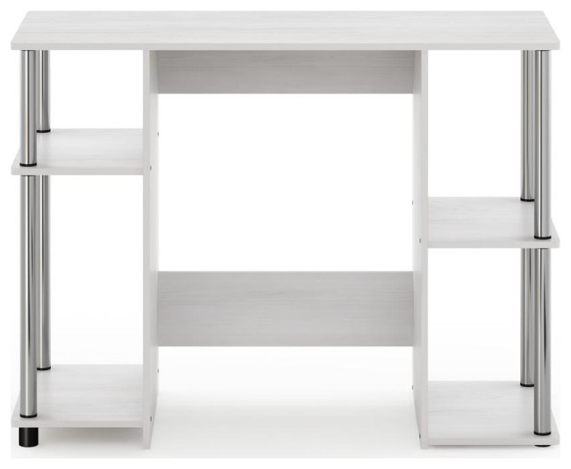 Furinno 15112 JAYA Compact Computer Study Desk, White Oak, Stainless ...