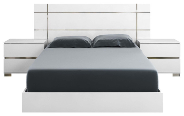 Icon Cal King Bed, White High Gloss, Acrylic Lacquer
