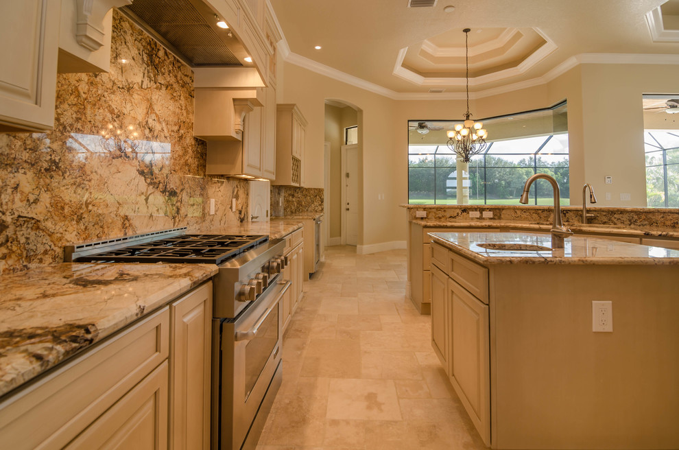 This is an example of a transitional kitchen in Miami.