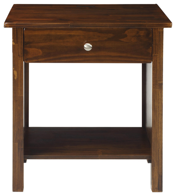 Vanderbilt Night Stand End Table With 4 Usb Ports Warm Brown Vanderbilt Night Stand End Table With 4 Usb Ports Warm Brown