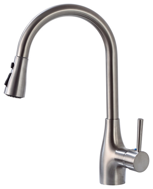 Contemporary Pull Down Spray Kitchen Sink Faucet Brushed Nickel 15 Contemporary Pull Down Spray Kitchen Sink Faucet Brushed Nickel 15 1 2 Transitional Faucets By Luxier