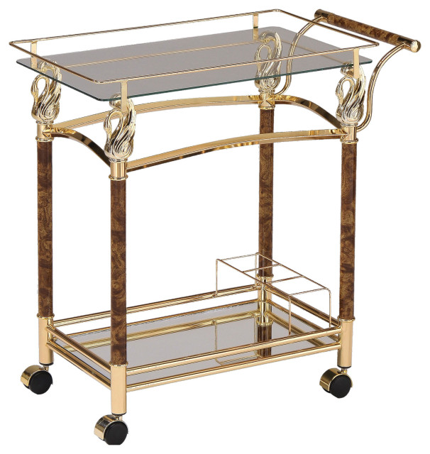 Helmut Serving Cart, Gold Plated and Clear Glass