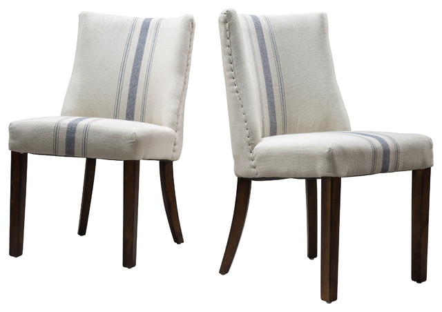 Rydel Fabric Dining Chairs Set Of 2 Beach Style Rydel Fabric Dining Chairs Blue Stripe Set Of 2