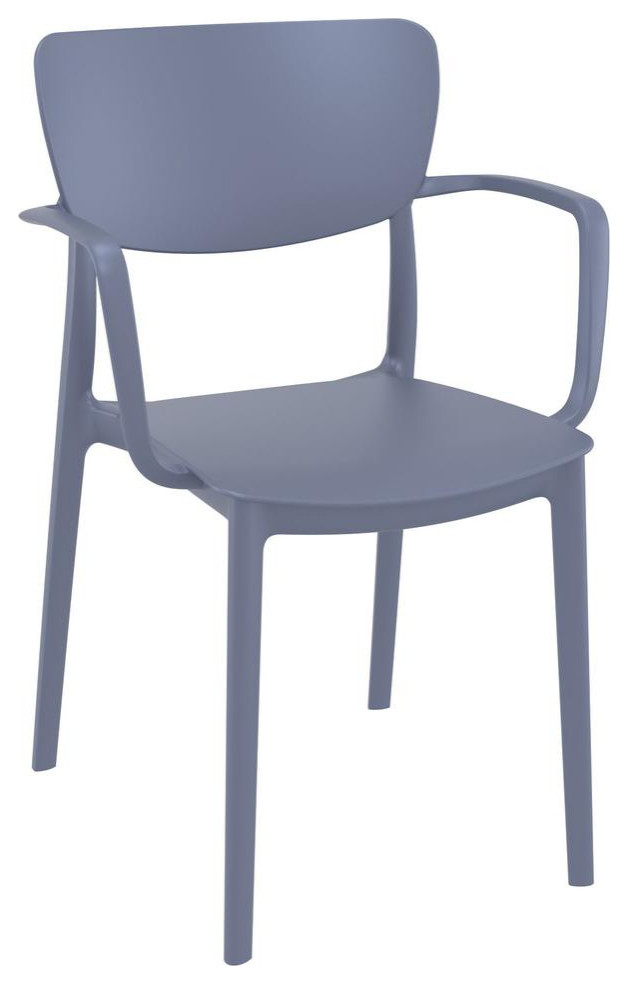 Lisa Outdoor Dining Arm Chair Dark Gray, Set of 2