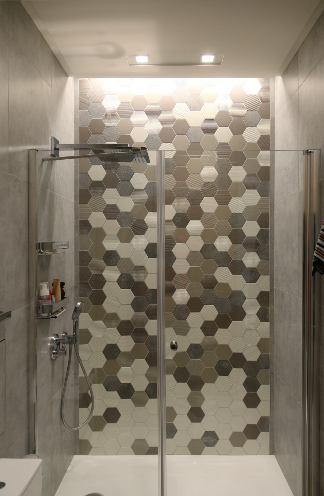 Главная ванная с панно в душевой