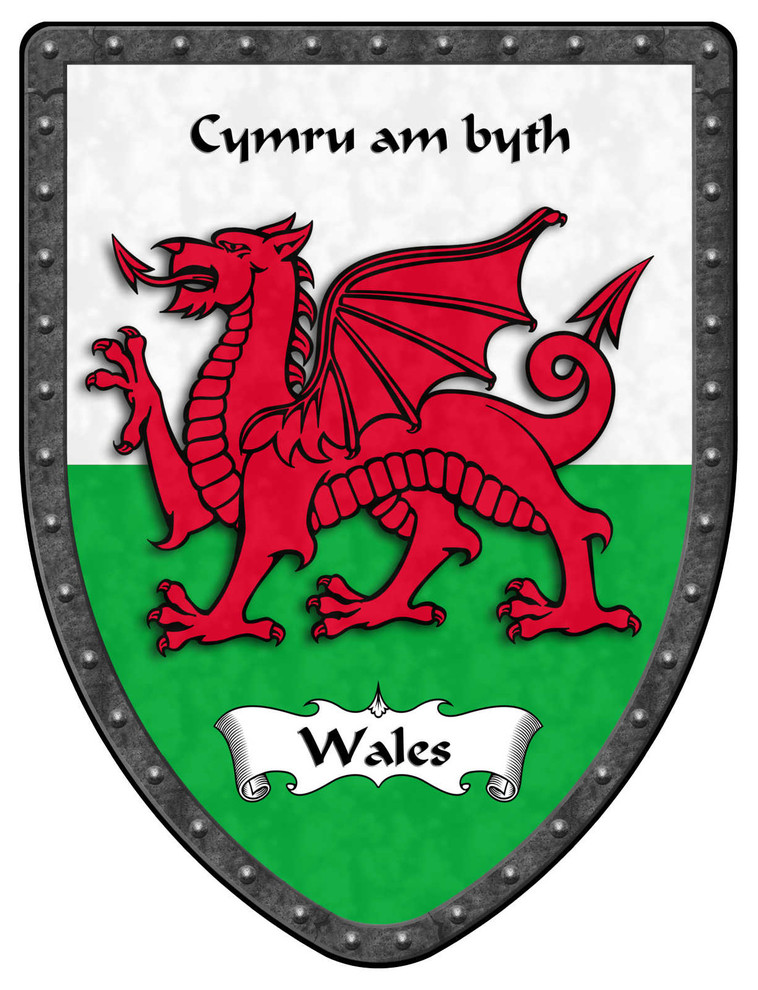Wales Royal Coat of Arms Country Display Shield, Welsh Traditional