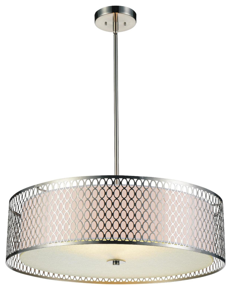 3 Light Drum Shade Chandelier With Satin Nickel Finish - Contemporary ...