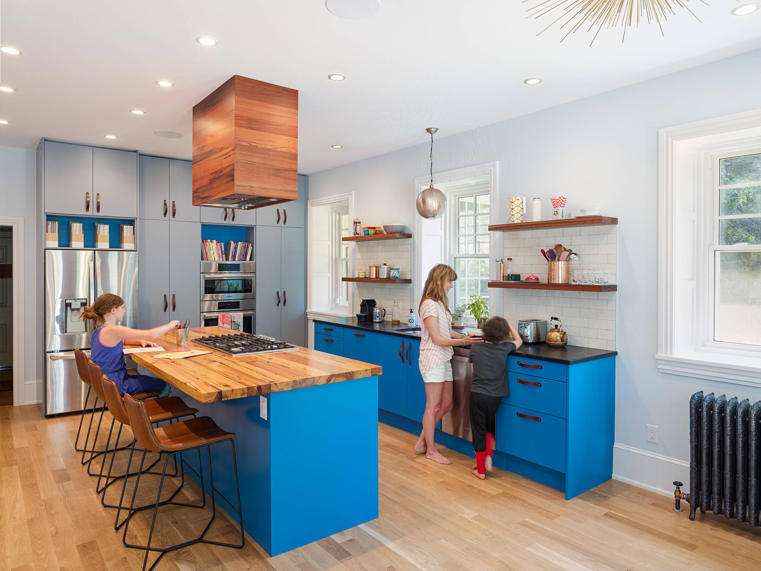 Bright Blue Kitchen Cabinets Make a Modern Statement in a Historic Home