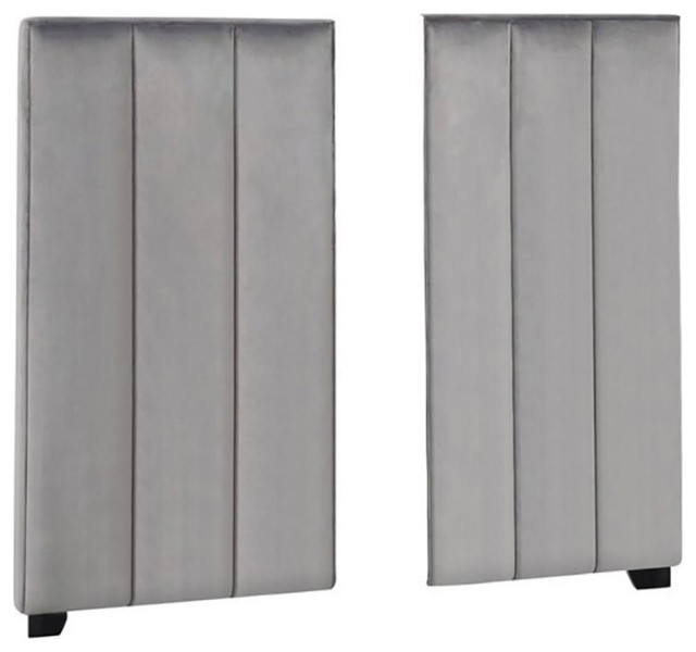 Coaster Arles Velvet Vertical Channeled Tufted Wall Panel in Gray
