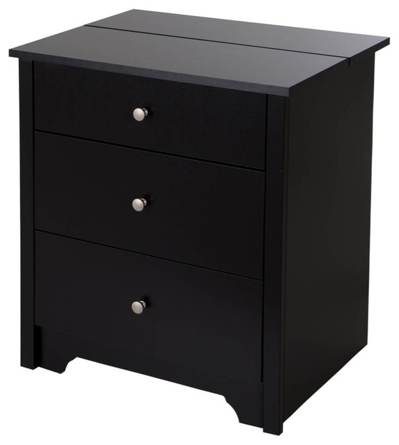 South Shore Vito Nightstand With Charging Station And Drawers, Pure