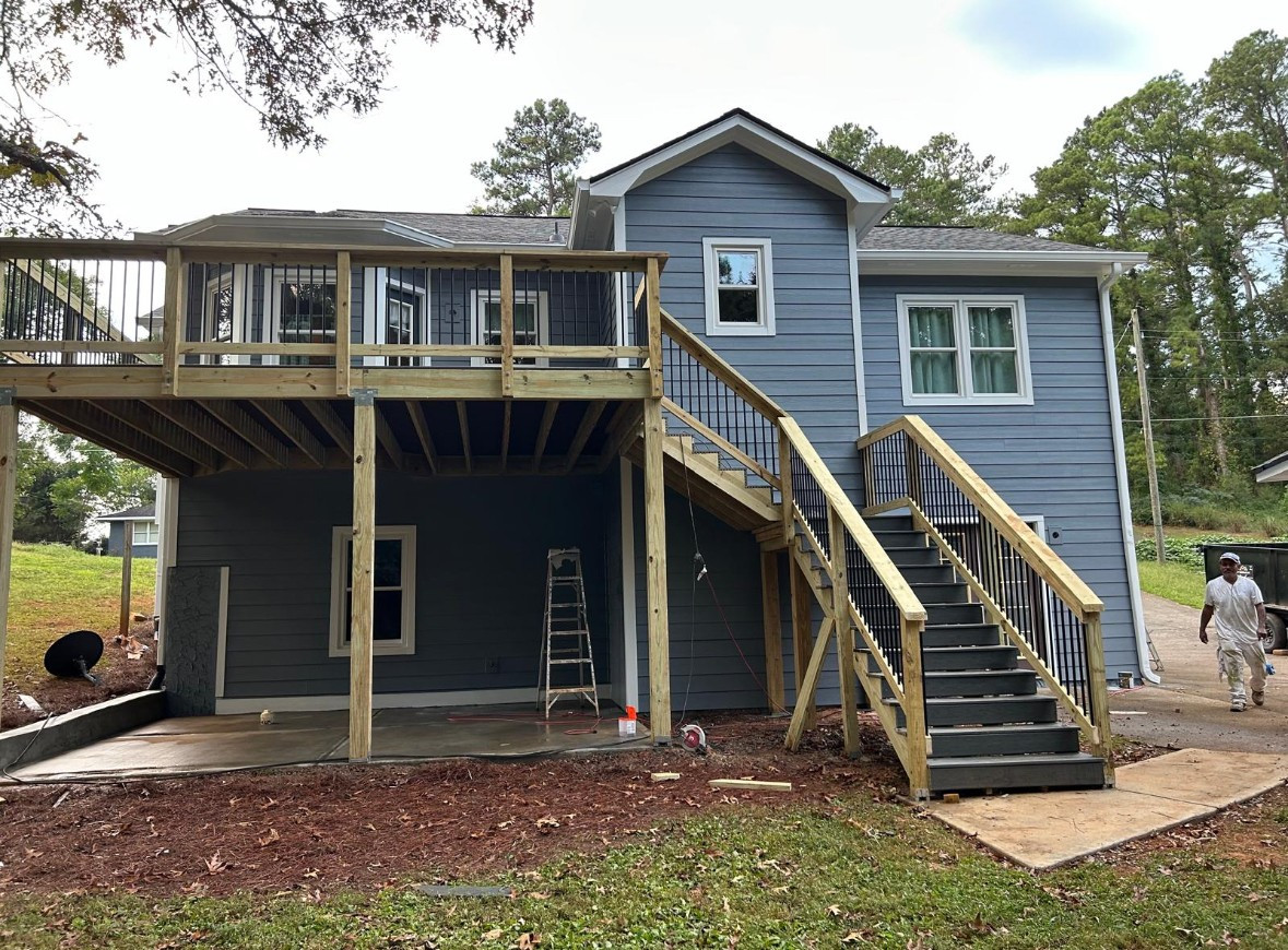 New concrete pad with new deck