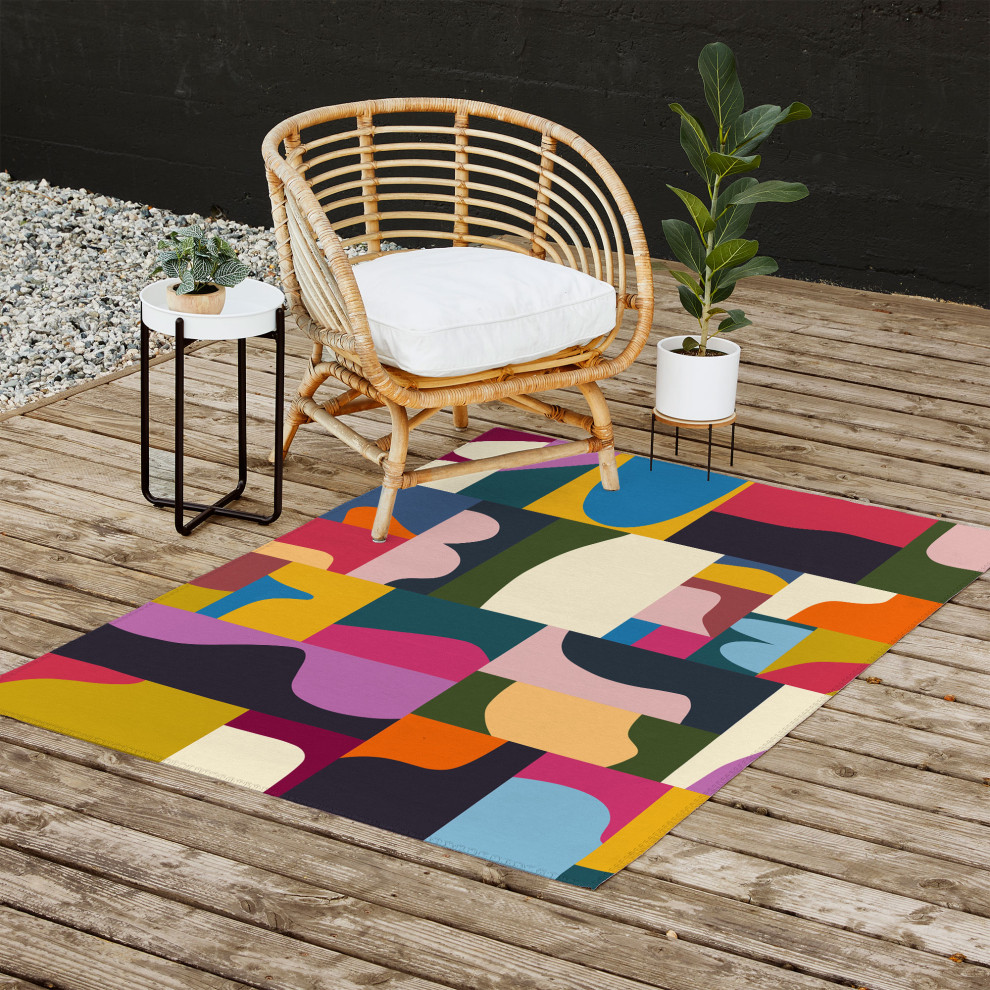 Marin Vaan Zaal Modern Collage Minimalism Outdoor Rug, 4'x6 ...