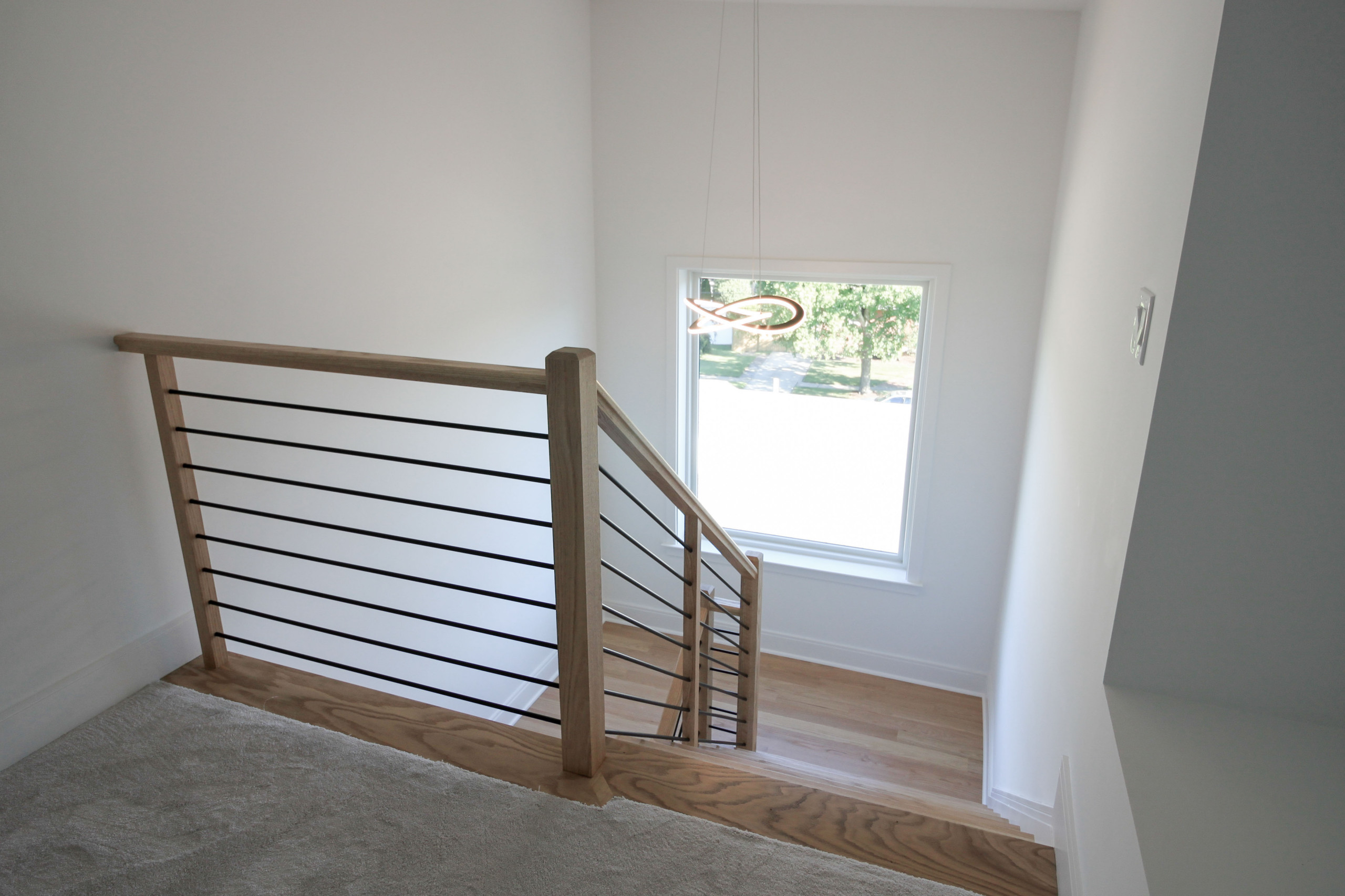 94_Neutral Color Floating Staircase with Metal Balusters, Bethesda MD 20817