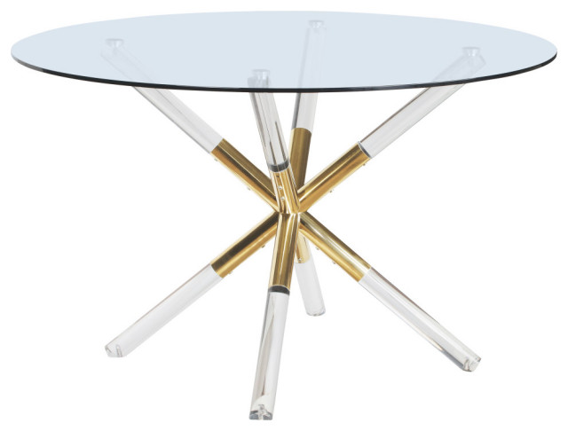The Helios Dining Table, 48�, Glass and Acrylic, Modern, Round