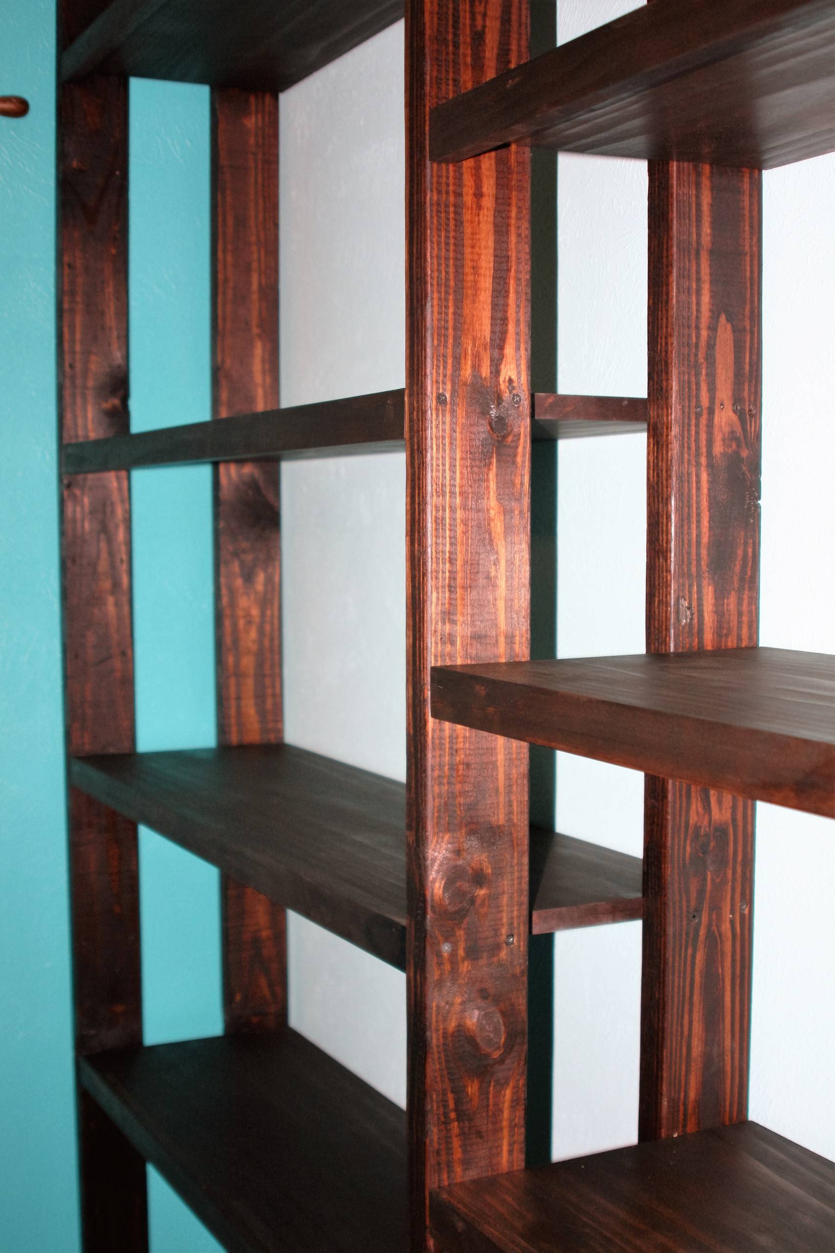 Open pine shelving