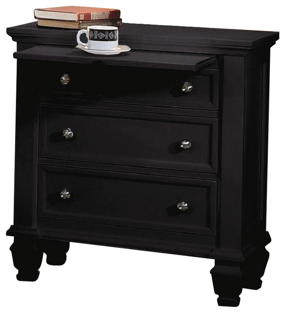 Coaster Sandy Beach 3 Drawer Nightstand In Black And Silver