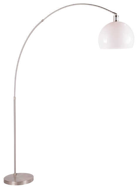 Lumisource Decco Modern Arched Floor Lamp Satin Nickel And White Contemporary Floor Lamps By Hedgeapple Houzz