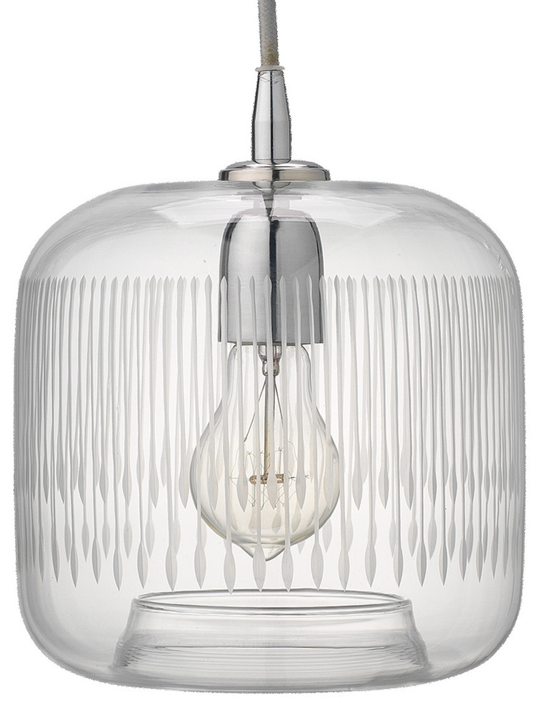 Jamie Young Contour Pendant in Clear Glass with Nickel Hardware