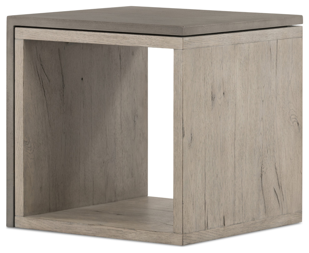 Faro End Table, Dark Grey Concrete Transitional Side Tables And End
