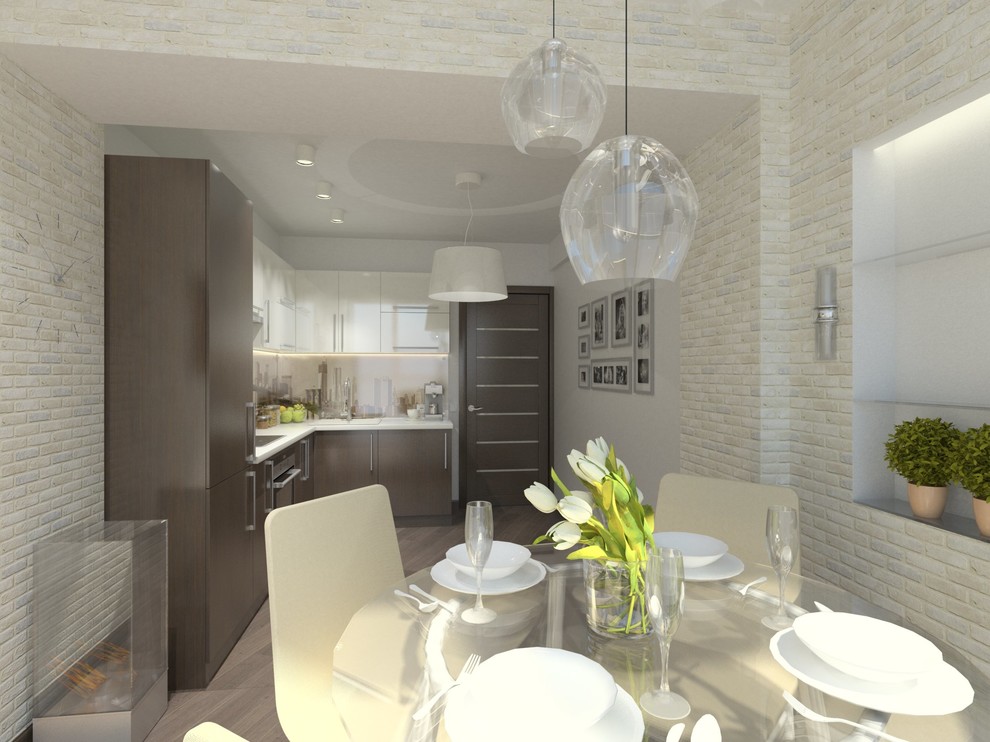 Интерьер кухни, объдиненой с лоджией в ЖК Яблони, г. Красноярск