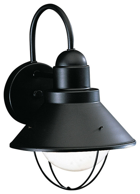 Kichler Seaside 1 Light Black Painted Outdoor Wall Beach Kichler Lighting 9022bk Seaside Painted Black Outdoor Wall Sconce