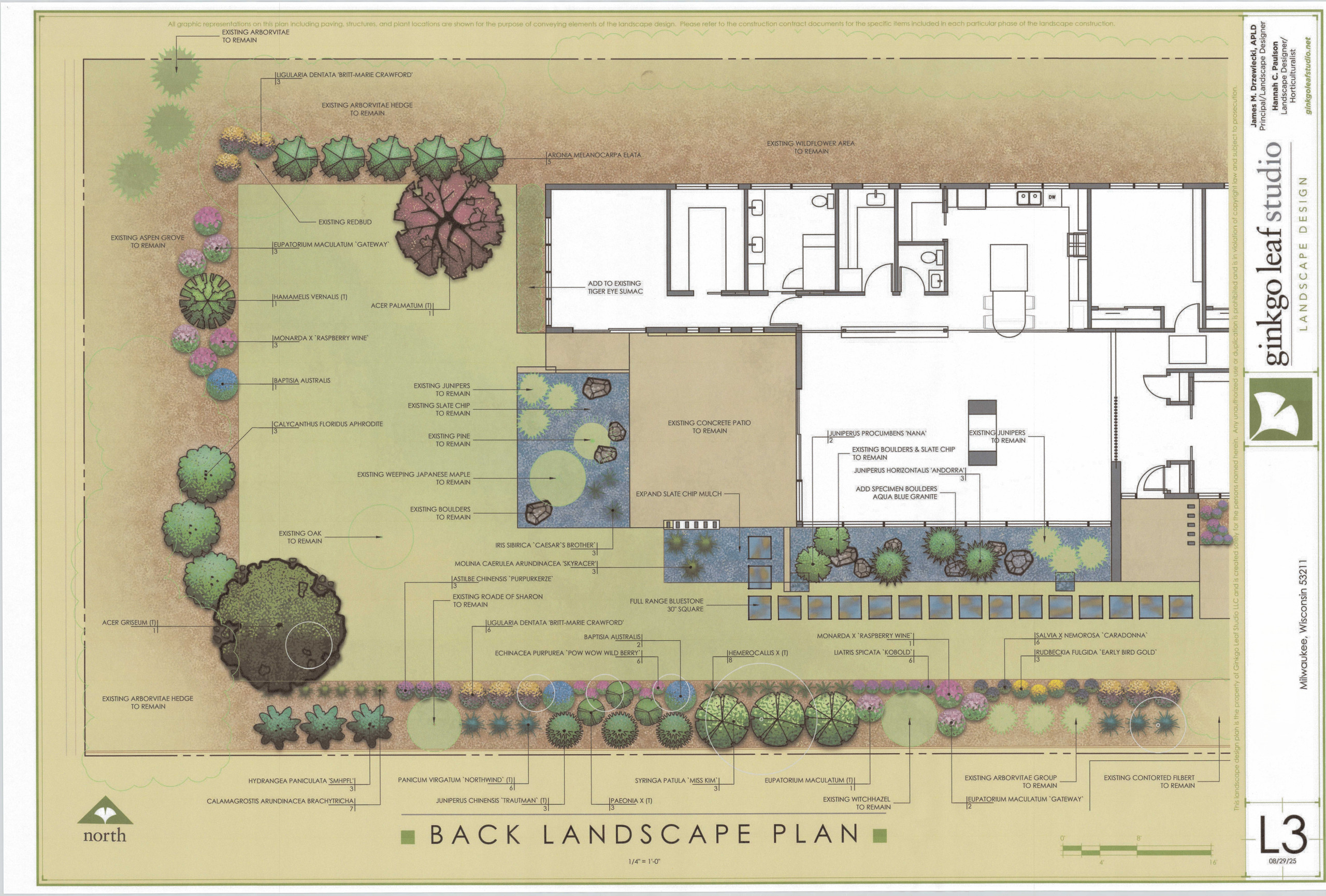Traditional Backyard + Patio Landscape Plan - Milwaukee, WI