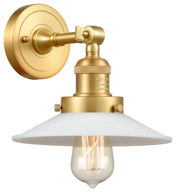 Innovations Lighting 284-1W-SN-G1-LED Halophane 1 Light Sconce Part of The Nouveau Collection