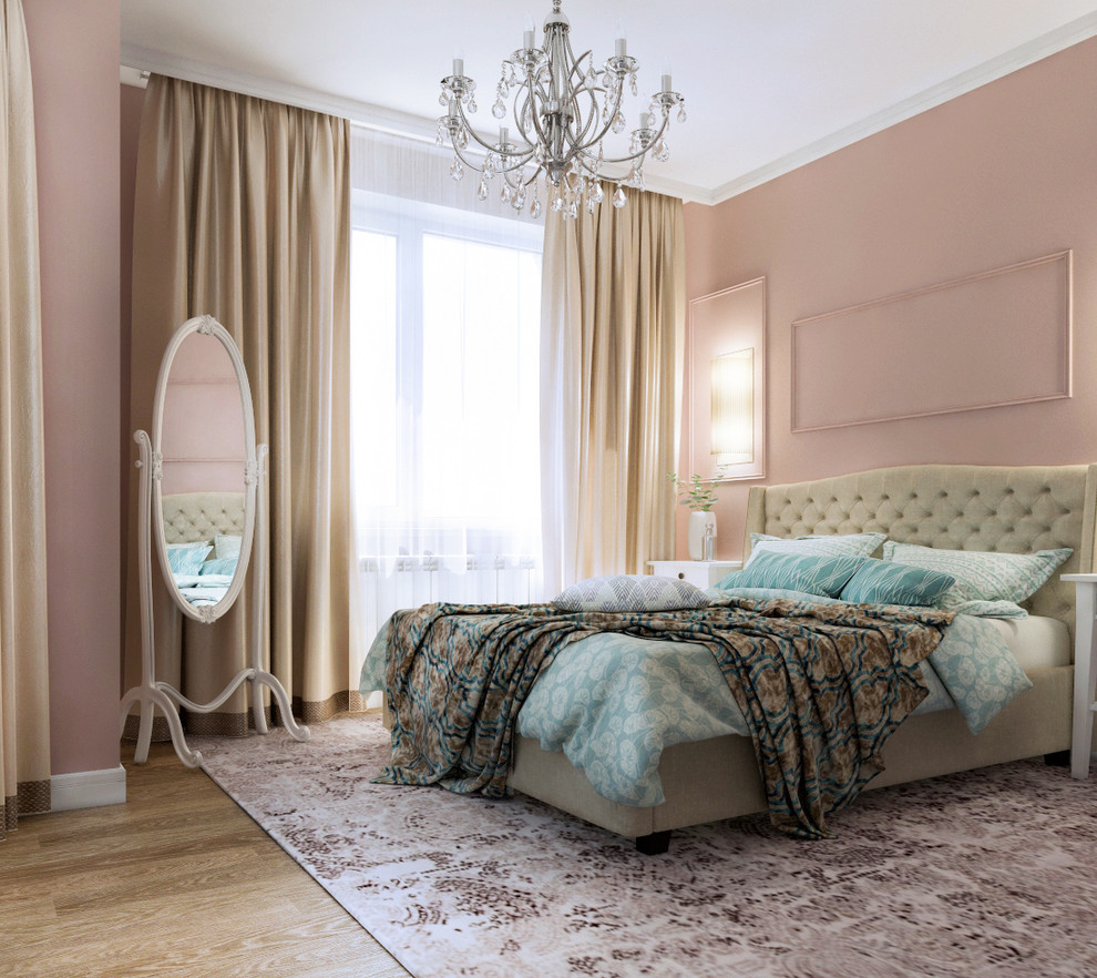 Дизайн спальни в коралловых тонах