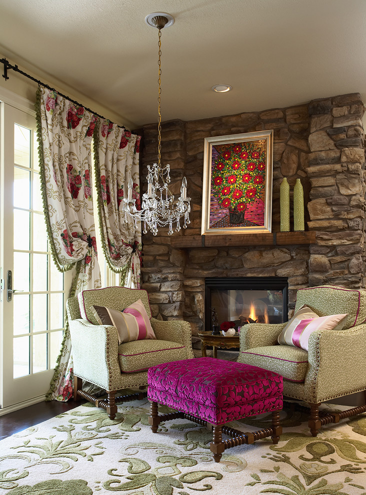 Inspiration for an eclectic living room in Minneapolis with a standard fireplace.