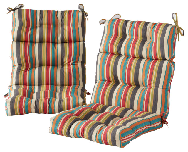 Outdoor High Back Chair Cushion, Set of 2 Contemporary Outdoor
