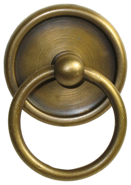 Small Ring Pull With Rimmed Backplate Traditional Cabinet And