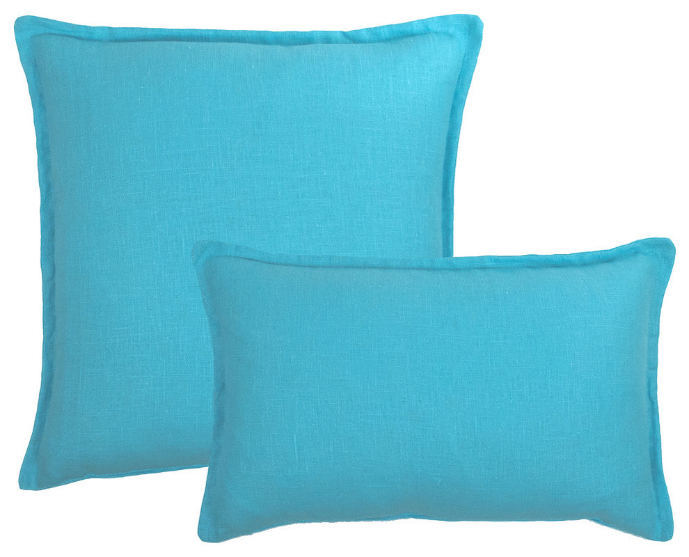 Frisco Linen Reversible Combo Pillow, Light Blue