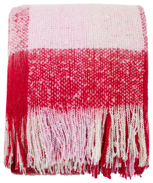 Cozy Faux Mohair Plaid Fringed Throw Blanket 50" W x 60" L