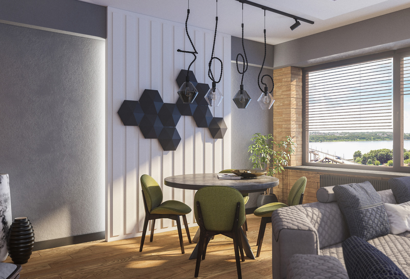 3-комнатная квартира для молодого мужчины с видом на реку (визуализация)