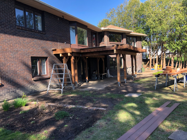Azek Mahogany and Dark Hickory Walkout deck terrace