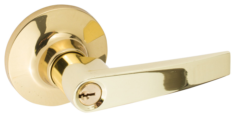 Polished Brass Sure-Loc CD107 3 Cedar Entry Lever