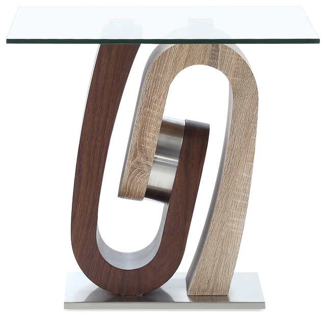 Global Furniture Glass End Table With Oak And Walnut Base Global Furniture Glass End Table With Oak And Walnut Base Contemporary Side Tables By Usa
