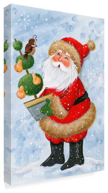 Beverly Johnston 'Santa And A Partridge In A Pear Tree' Canvas Art, 30 ...