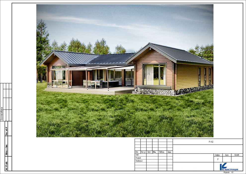 Каркасный дом с имитацией под клееный брус