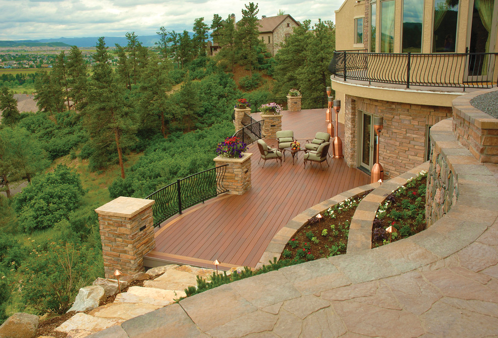 Example of a large mountain style balcony deck design in Charlotte