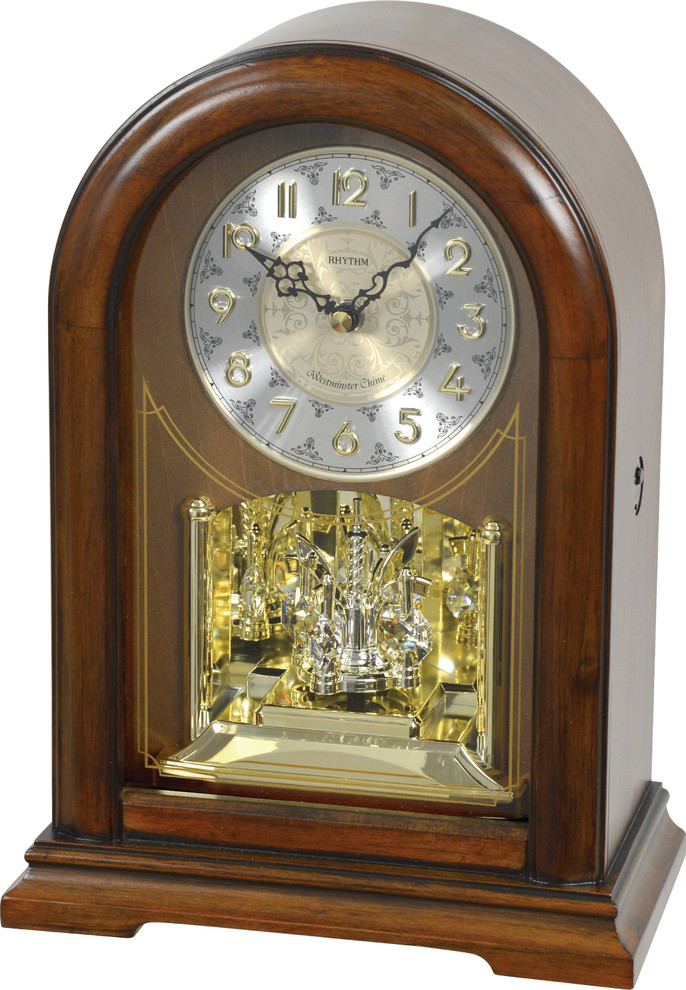 Rhythm WSM Orlando Mantel Clock, Swarovski, 19 Melodies, Wooden -  Traditional - Desk And Mantel Clocks - by Rhythm U.S.A., Inc | Houzz