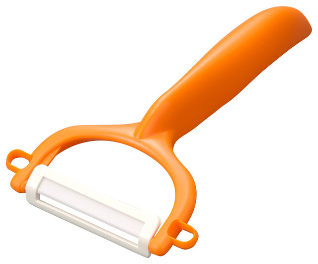 Kyocera Orange Ceramic "Y" Peeler Contemporary Peelers And Corers