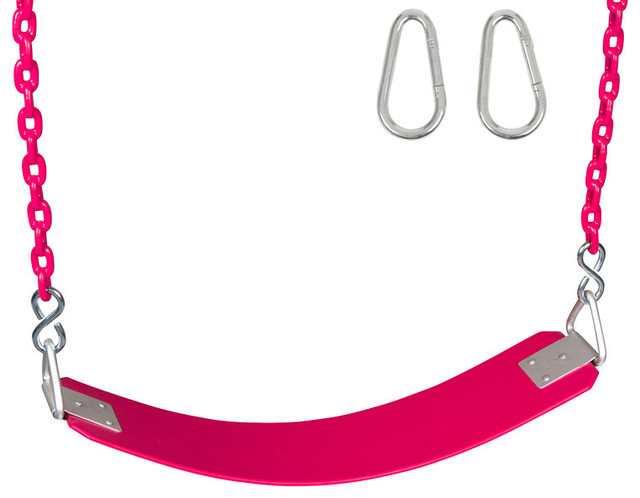 Rubber Belt Seat with 5.5' Coated Chain, Pink