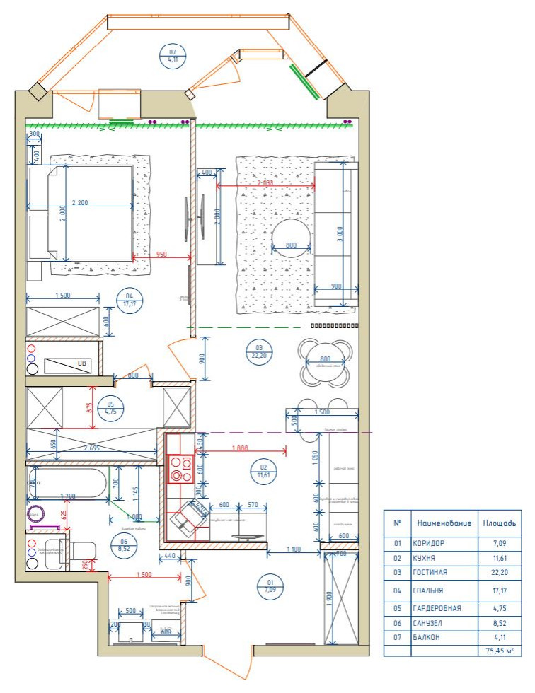 Квартира 75квм