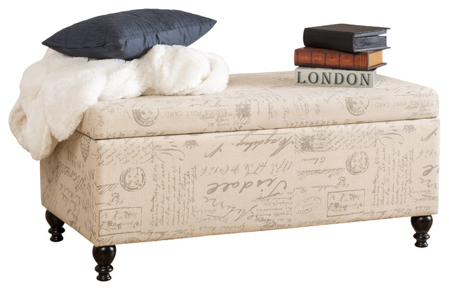 Cerise Fabric Storage Ottoman Bench With French Script Cerise Fabric Storage Ottoman Bench With French Script traditional-accent-and-storage- - Cerise Fabric Storage Ottoman Bench With French Script