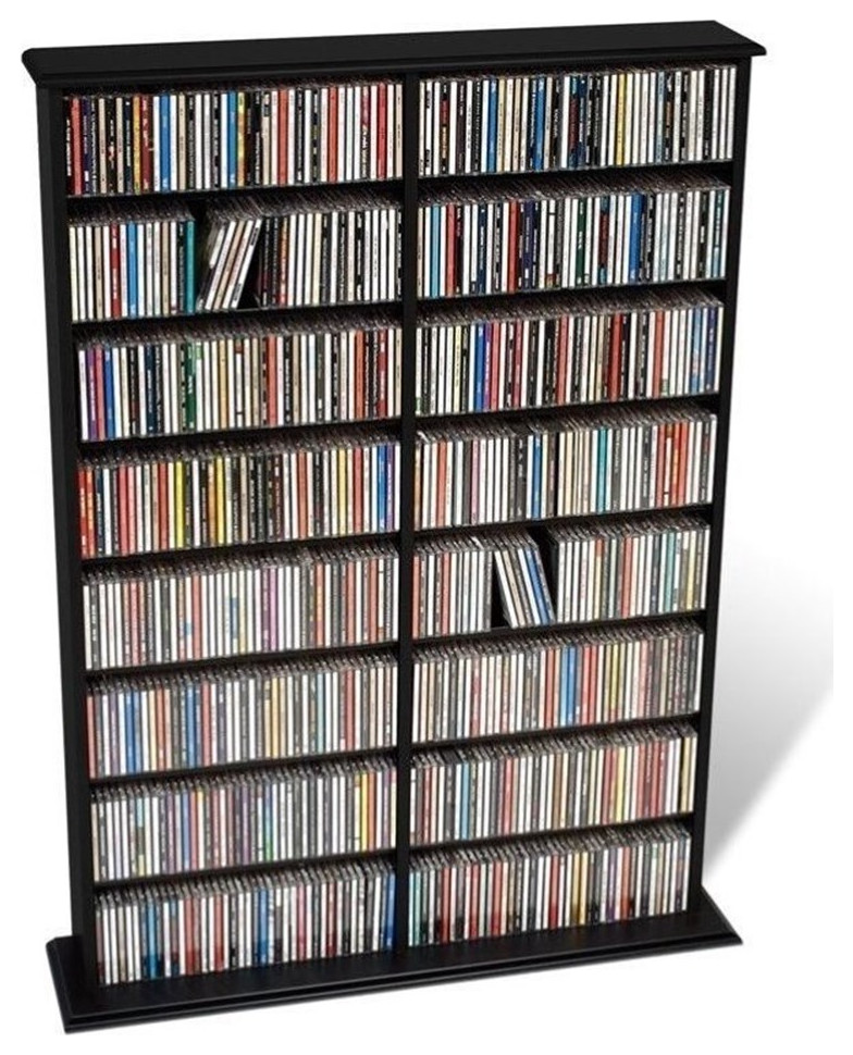 Bowery Hill 51" Double CD DVD Wall Media Storage Rack in Black