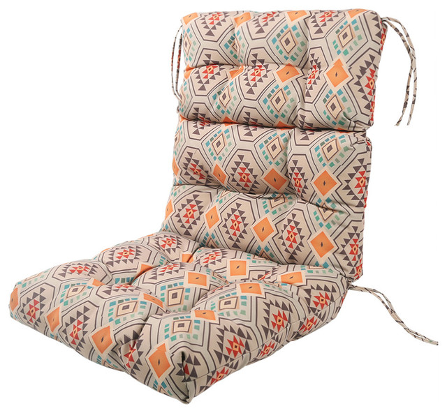 Laluz Tufted Indoor Seat Cushions Outdoor Cushions Patio Orange Aztec